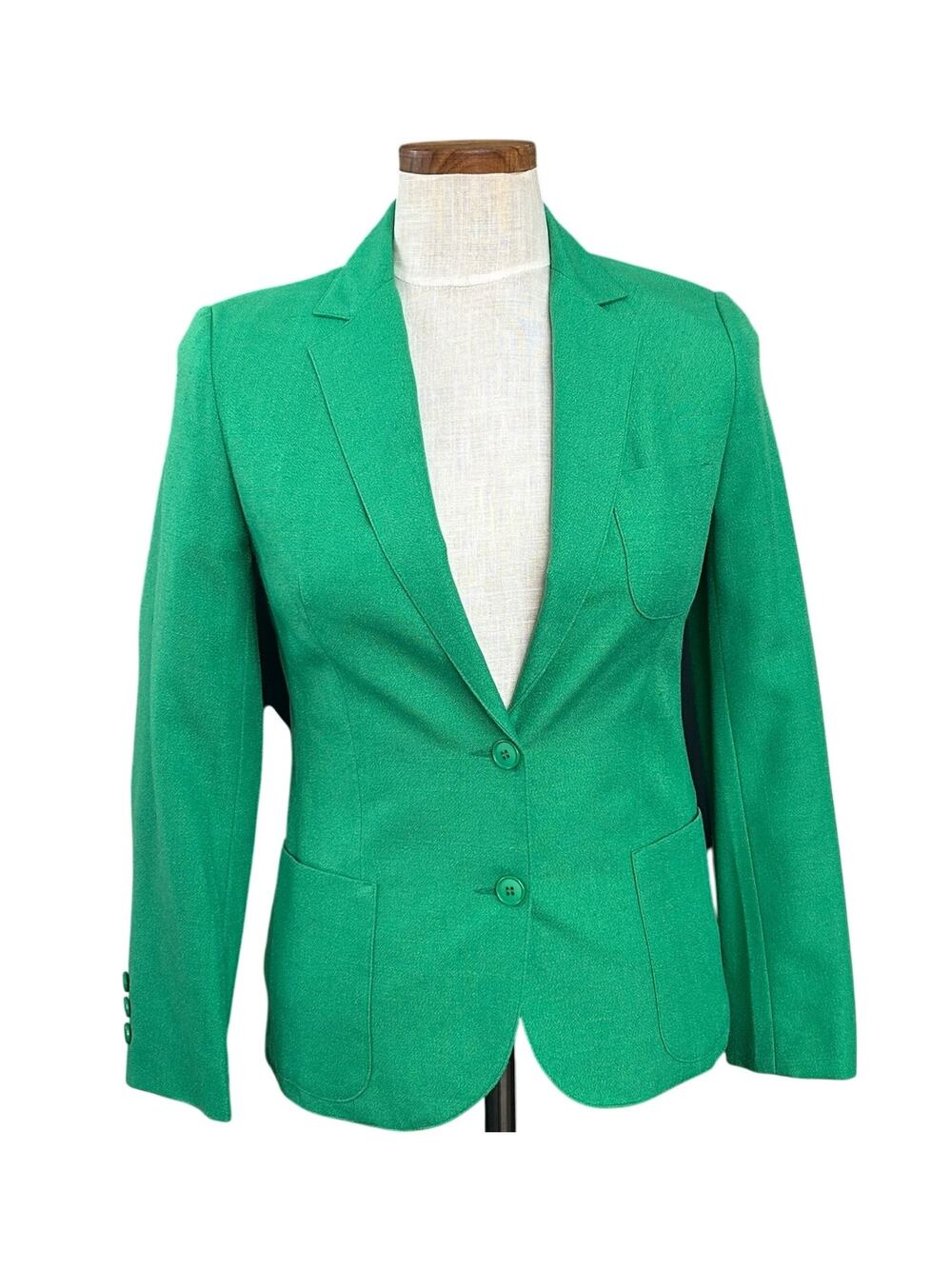 Vintage Personal Petites Kelly Green Blazer 6 Union Made USA Fully Lined Emerald